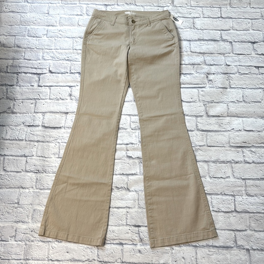 Old Navy Diva Bootcut Pants Khaki Plain Front 37 Inch Inseam Size 6 Tall NWT